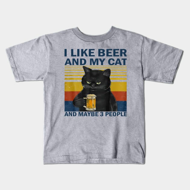 I like beer and my cat Kids T-Shirt by Veljam